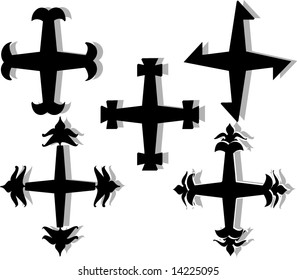 Vector illustration of different crosses