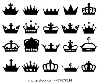 Vector illustration of different crowns