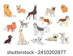A vector illustration of Different Cute Dogs Icons