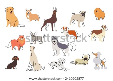 A vector illustration of Different Cute Dogs Icons