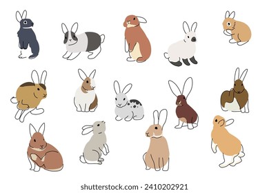 A vector illustration of Different Cute Rabbits Icons 