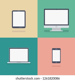 Vector illustration of different devices icons in flat style 