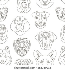 Vector illustration of different dogs breed