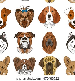 Vector illustration of different dogs breed