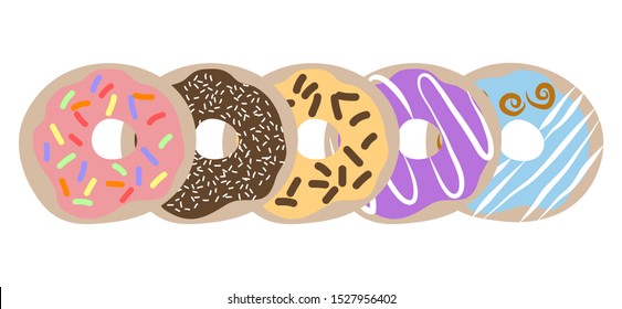 Vector illustration of different donuts