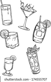 vector illustration of different drinks 