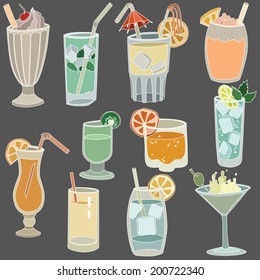 vector illustration of different drinks 