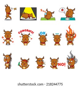 A vector illustration of different expression of reindeer