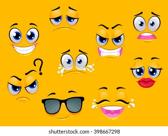 Vector Illustration of Different Expression of  Smiley Emoticon