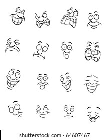 Vector illustration of different facial expressions