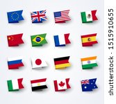 Vector Illustration Different Flags of the World Set.