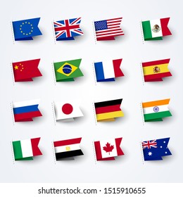 Vector Illustration Different Flags of the World Set.