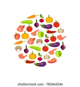 Vector illustration of different food icons