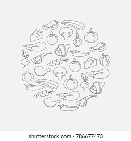 Vector illustration of different food icons