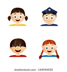 Vector illustration of different funny cartoon character faces