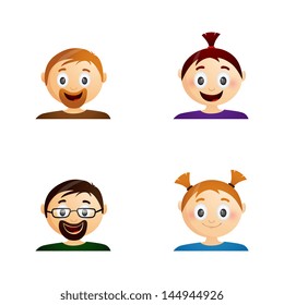 Vector illustration of different funny cartoon character faces
