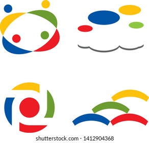 Vector illustration of different group icons colored and simple form.