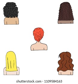 vector illustration of a different hair types.