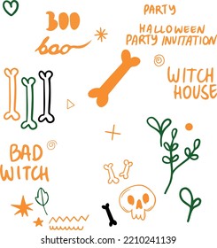 Vector illustration with different Halloween-related elements 