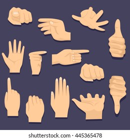 Vector Illustration of Different Hand Gesture on Black Background