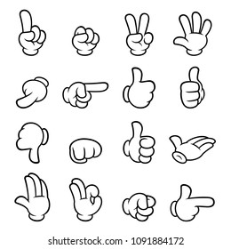 Vector illustration of different hand gestures cartoon style