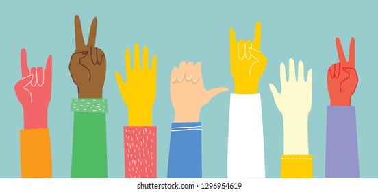 Vector Illustration Different Hands Concept Unity Stock Vector (Royalty ...