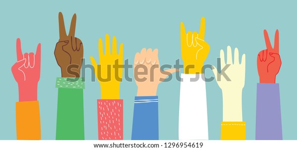 Vector Illustration Different Hands Concept Unity Stock Vector (Royalty ...