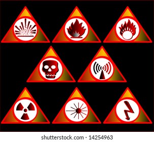 Vector illustration of different hazard warnings