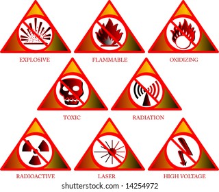 Vector illustration of different hazard warnings