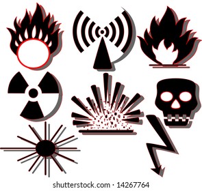 Vector illustration of different hazard warnings