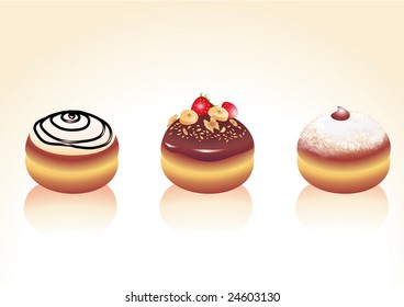 Vector illustration of different kinds donut icons. Good for funny greeting cards