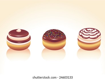 Vector illustration of different kinds donut icons. Good for funny greeting cards