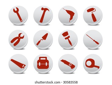 Vector illustration of different kinds of proffesional instruments. Repairing tools icon set.