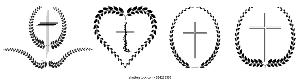 Vector illustration different laurel leaf on white background