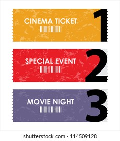 vector illustration  of different movie tickets