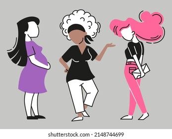 Vector illustration. Different nationalities woman. Trendy vector style