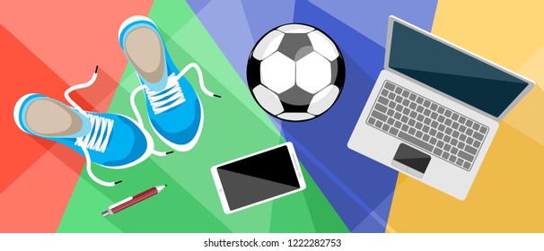 Vector illustration of different objects on colored background