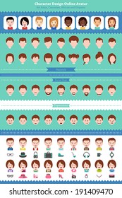 A vector illustration of different online avatar
