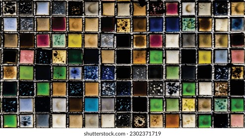 Vector illustration of Different patterns divided into small squares.