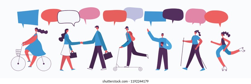 Vector illustration of different people with speech bubbles