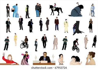 Vector illustration of different people under the white background