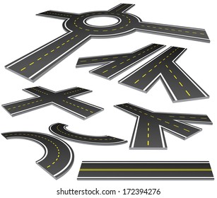 Vector illustration of different perspective roads.
