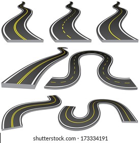 Vector illustration of different perspective roads.