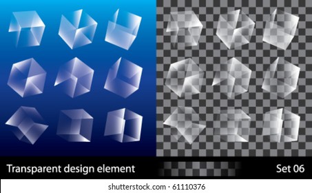 Ilustración vectorial de cuadros transparentes con estilo de posición diferente