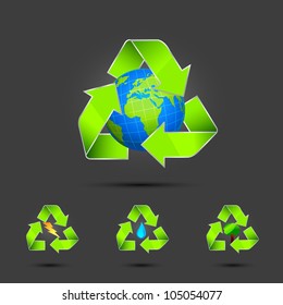 vector illustration of different recycle icon against abstract background