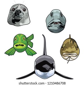 Vector illustration  of different Sea Creatures
