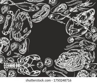 Vector illustration of different seafood.