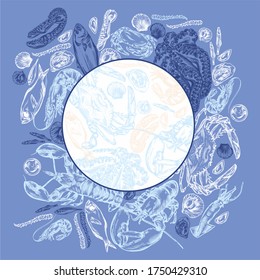 Vector illustration of different seafood.