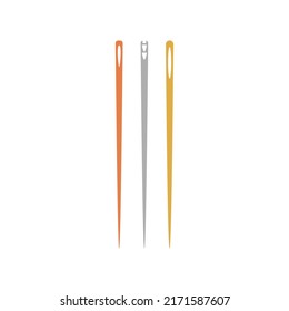 ilustración vectorial de diferentes agujas de coser aisladas en fondo blanco, suministros de coser, de estilo plano