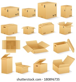 vector illustration of different shape carton box